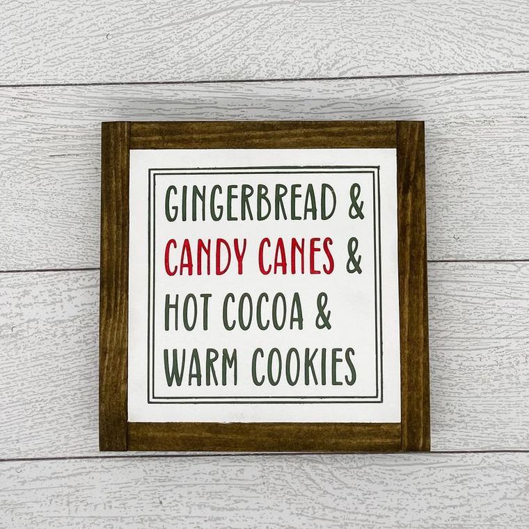 Gingerbread Candy Canes Hot Cocoa Warm Cookies | 8 x 8 Sign