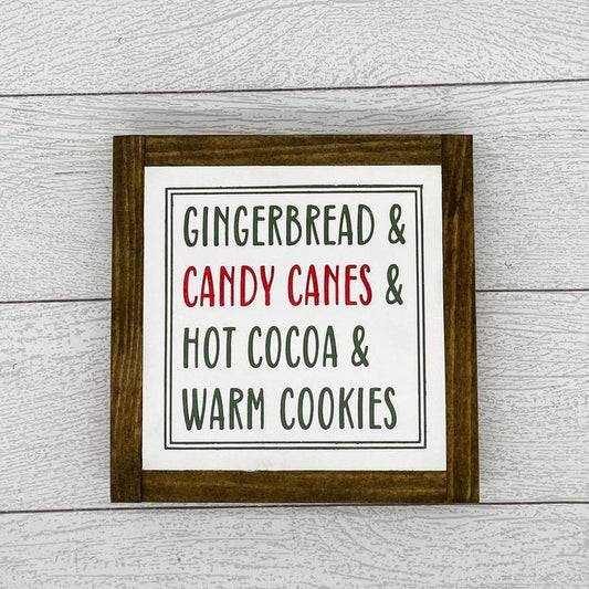 Gingerbread Candy Canes Hot Cocoa Warm Cookies | 8 x 8 Sign