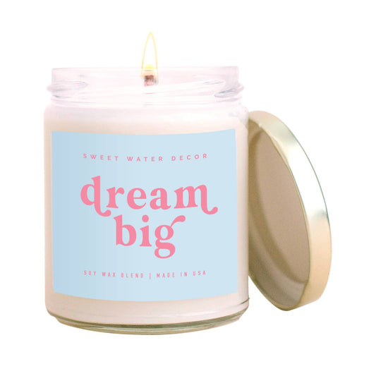 Dream Big Soy Candle - Clear Jar - Blue and Pink - 9 oz