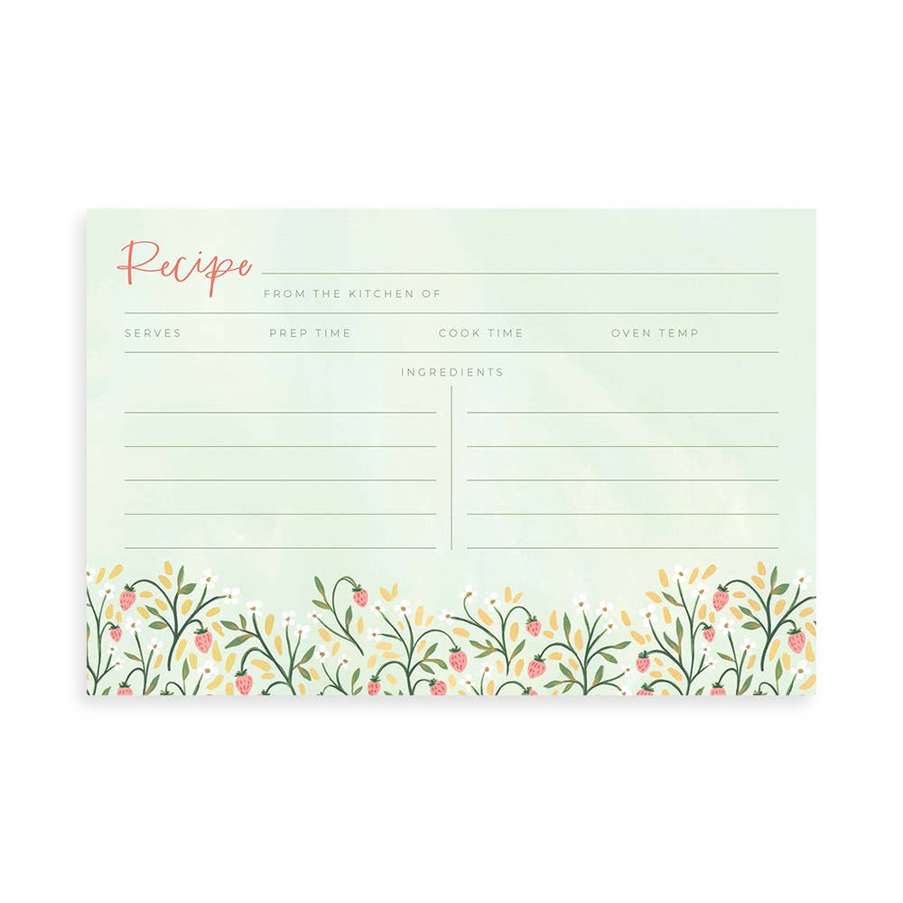 Strawberry Meadow Recipe Cards (Set Of 15 Cards)