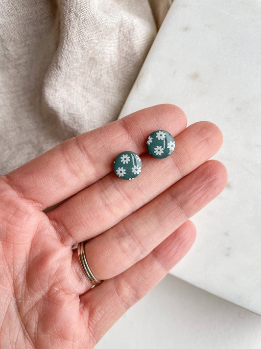 Daisy Print Studs Teal