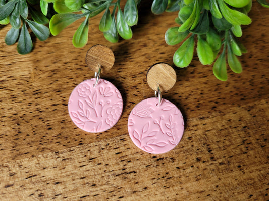 Small Floral Earrings in Pink