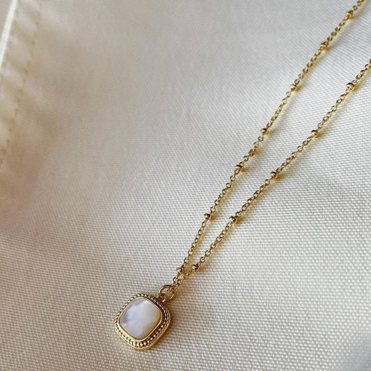 Dainty Mother Of Pearl Pendant Gold Filled Necklace