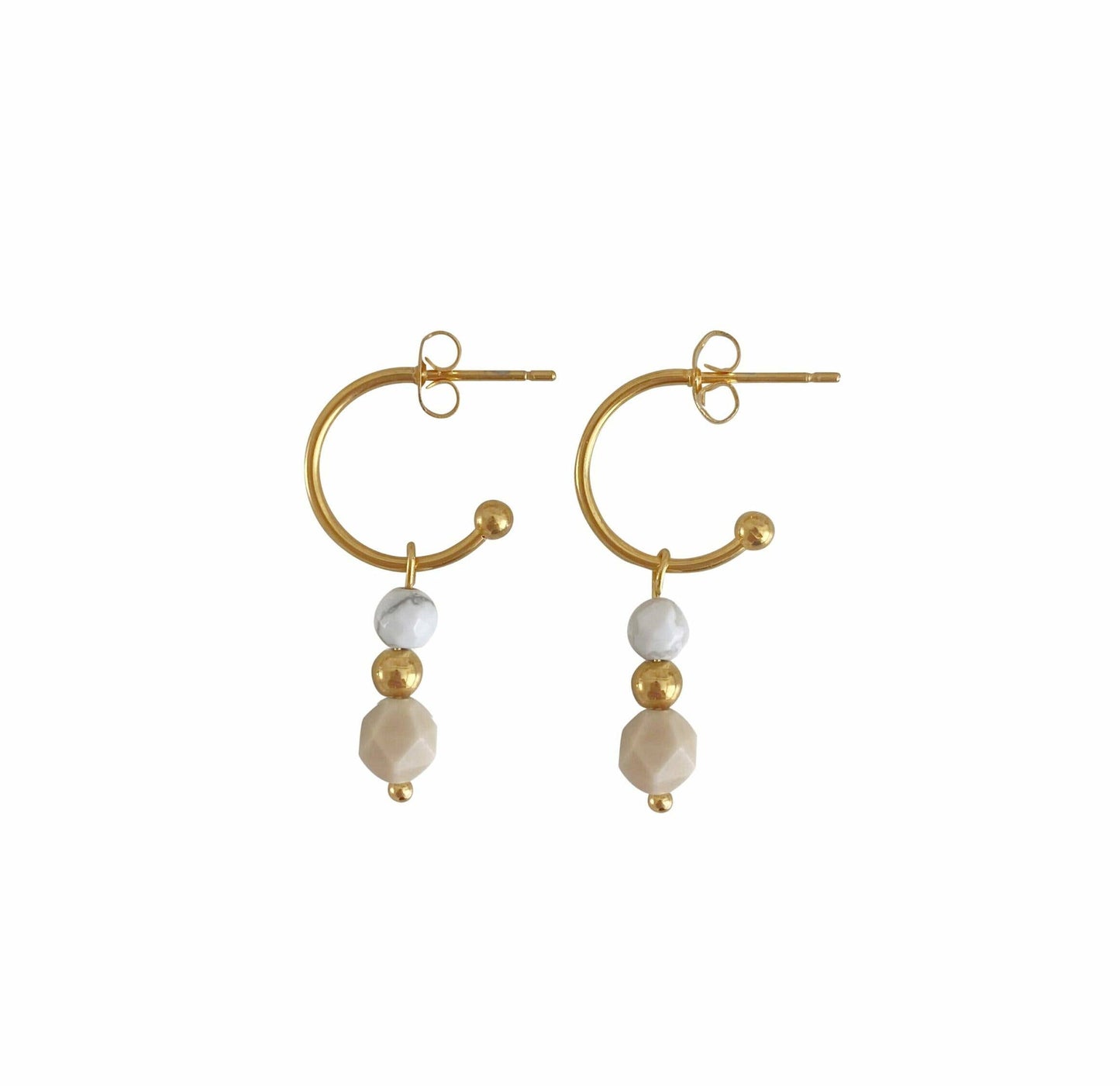 Earrings Howlite & Jade - Gold