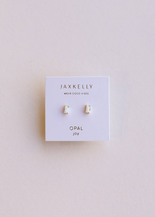 Baguette - White Opal - Earring