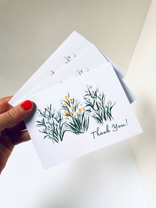 Tulip Thank You's Card Set, 100% Recycled Paper Cards, set of 6