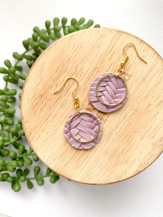 Lavender Braided Circle Earrings