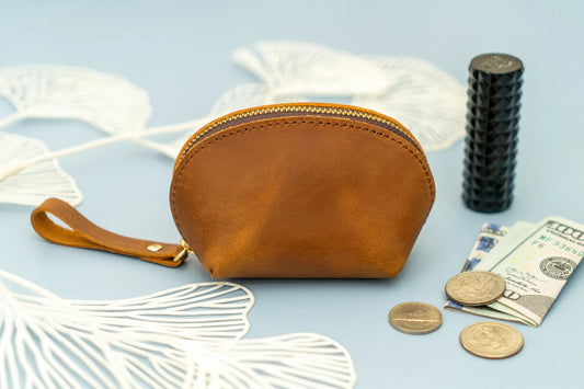 Small Leather Coin Purse- Brown