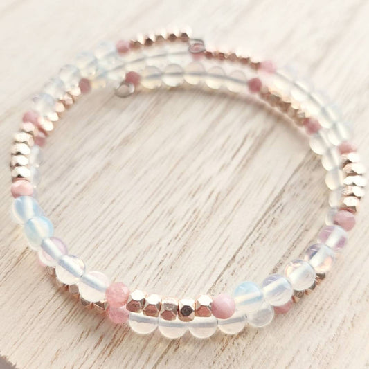 Opalite & Rhodochrosite Infinity Bracelet