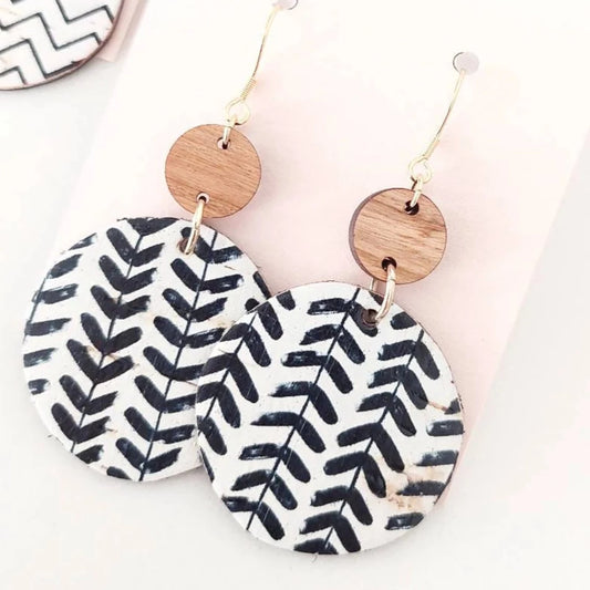 Holly Earrings in Walnut & Chevron