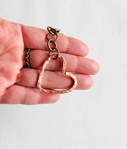 Heart Keychain | Handmade Salvaged Copper Wire Art