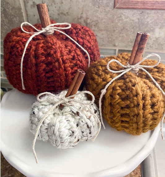 Mini crochet pumpkins