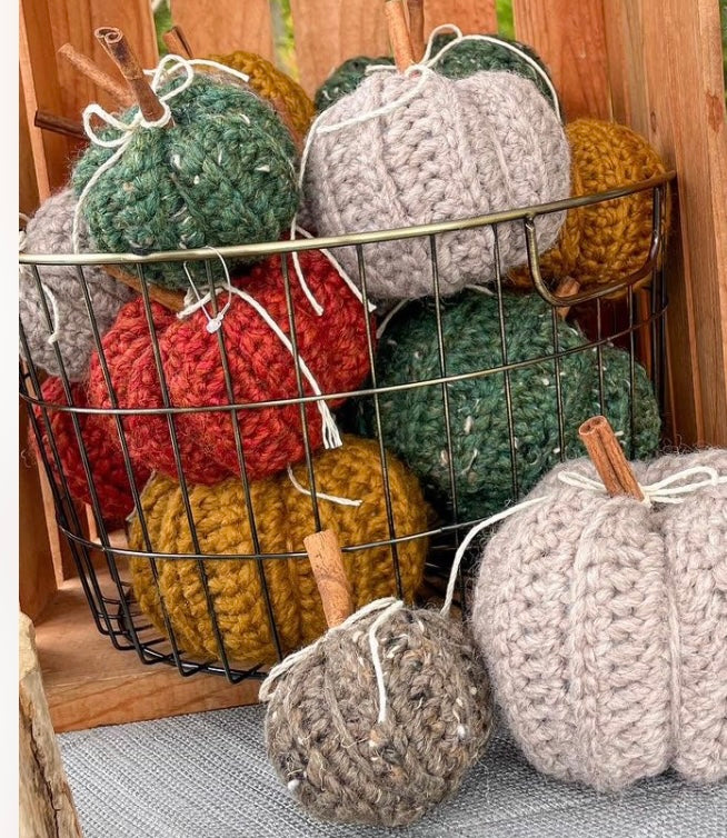 Mini crochet pumpkins