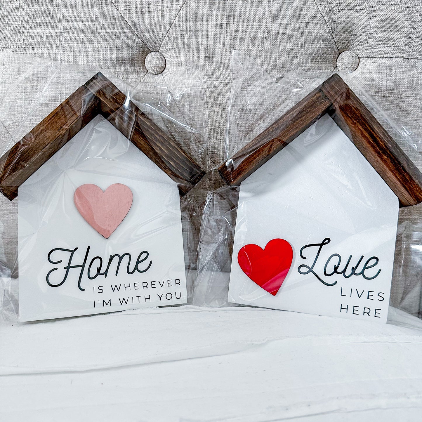 "Love Lives here" mini house signs