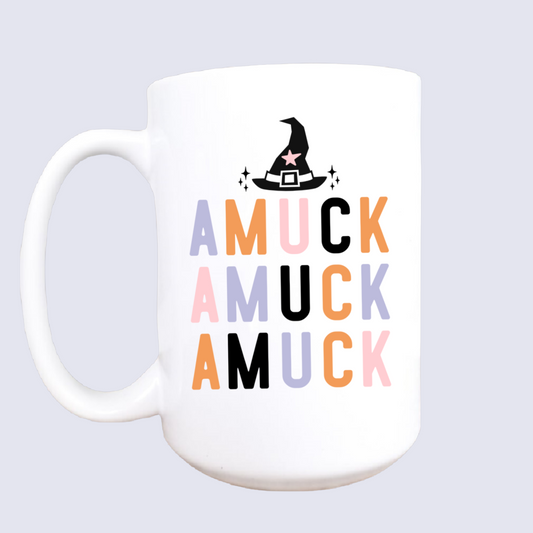 15oz Amuck ceramic coffee mug, Halloween mug, Halloween