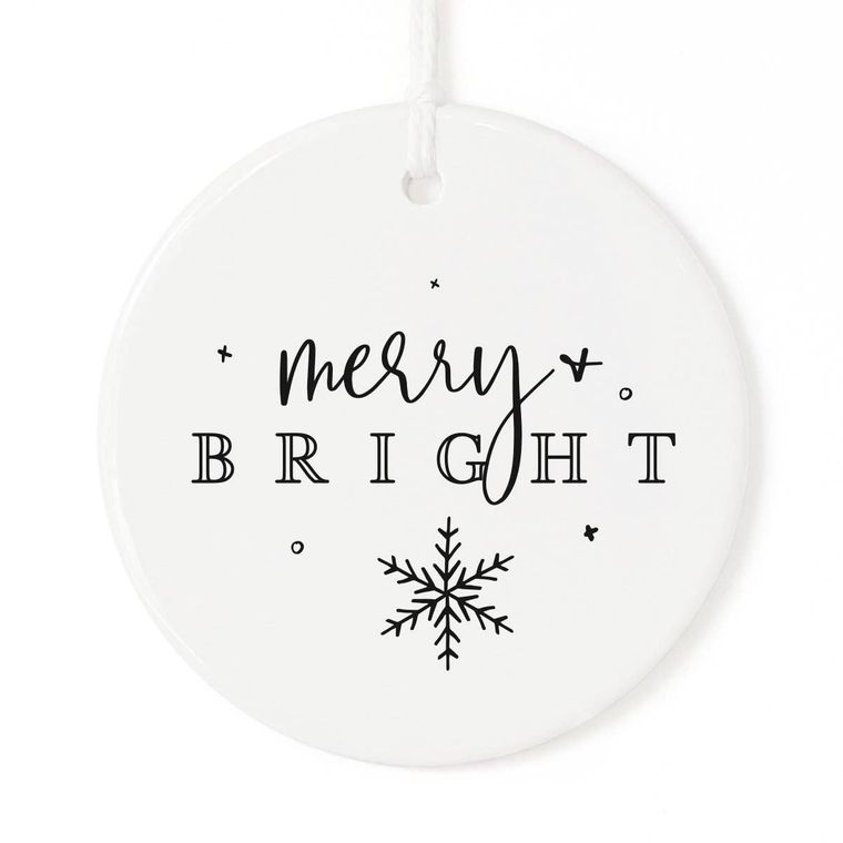 Merry + Bright Christmas Ornament