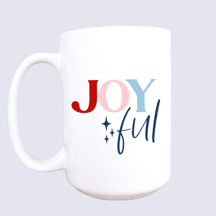 15oz Joyful ceramic Christmas mug