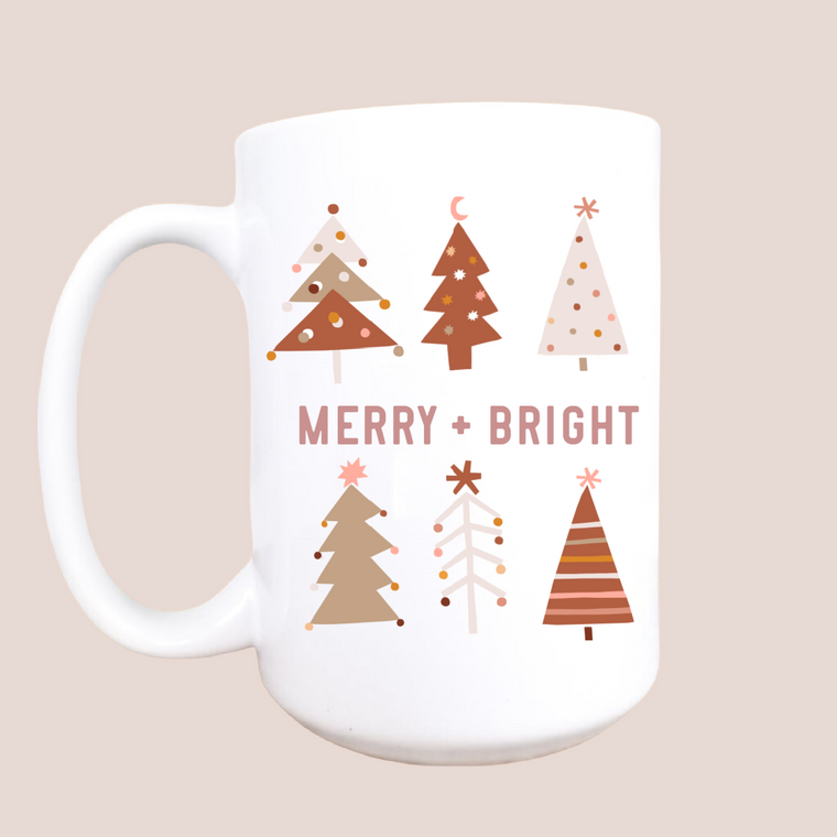 15oz Merry and bright ceramic Christmas mug