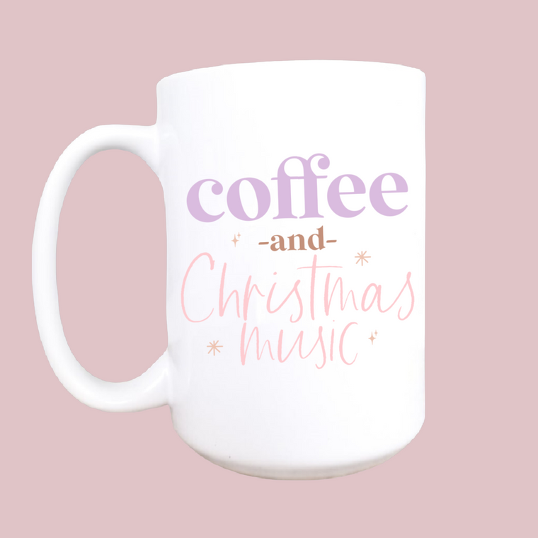 15oz Coffee and Christmas music ceramic coffee mug