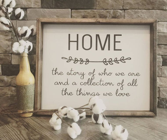 Home The Story Of Who We Are and a Collection Wood Sign Shade Briarsmoke size 10x14