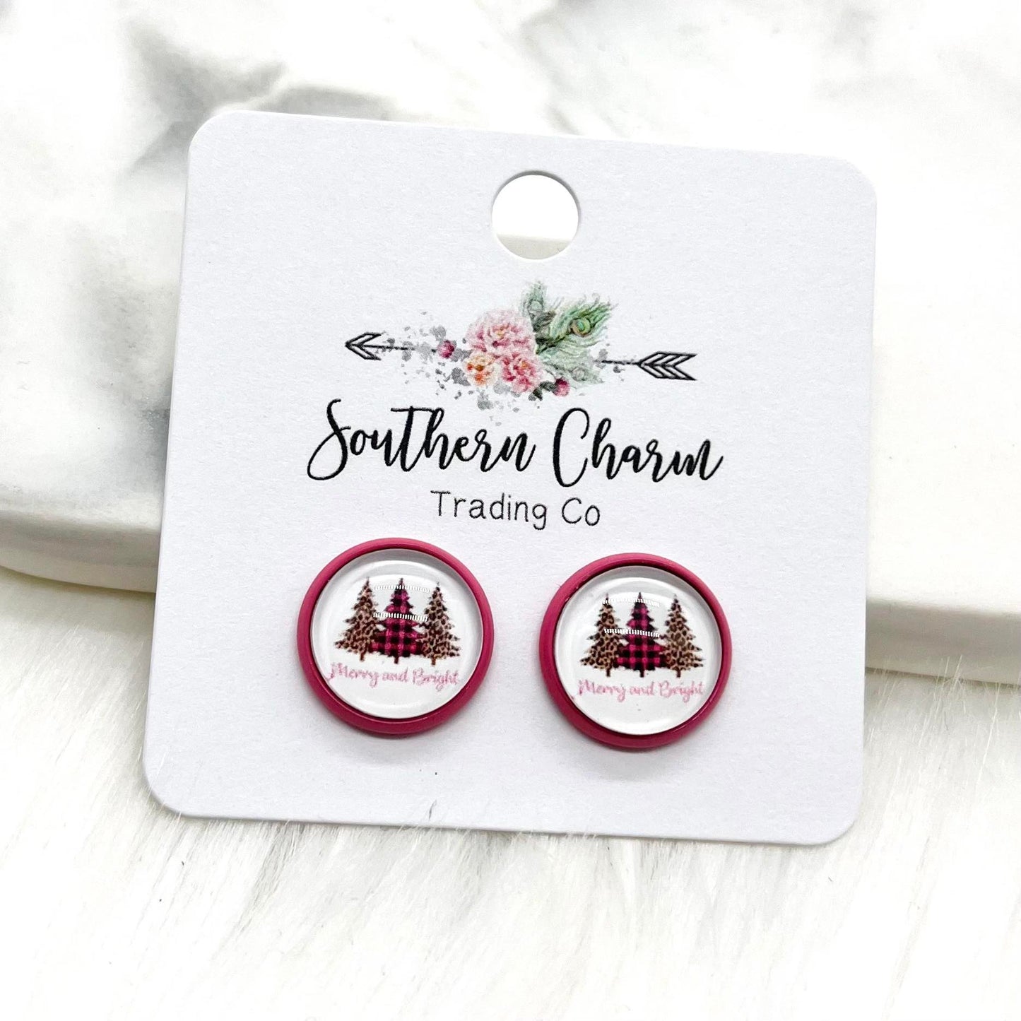 Merry & Bright Trees Stud Earrings